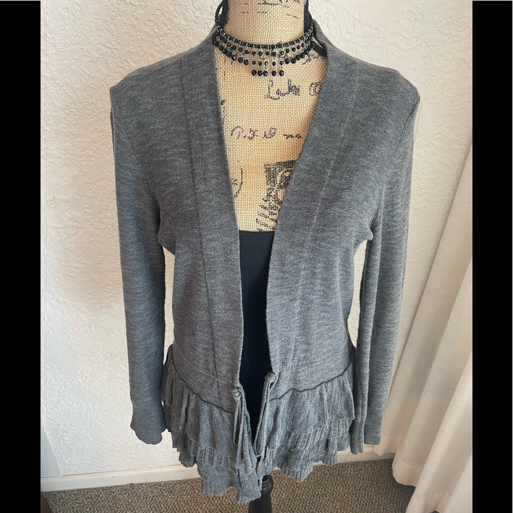Banana Republic Linen Blend Open Ruffle Cardigan